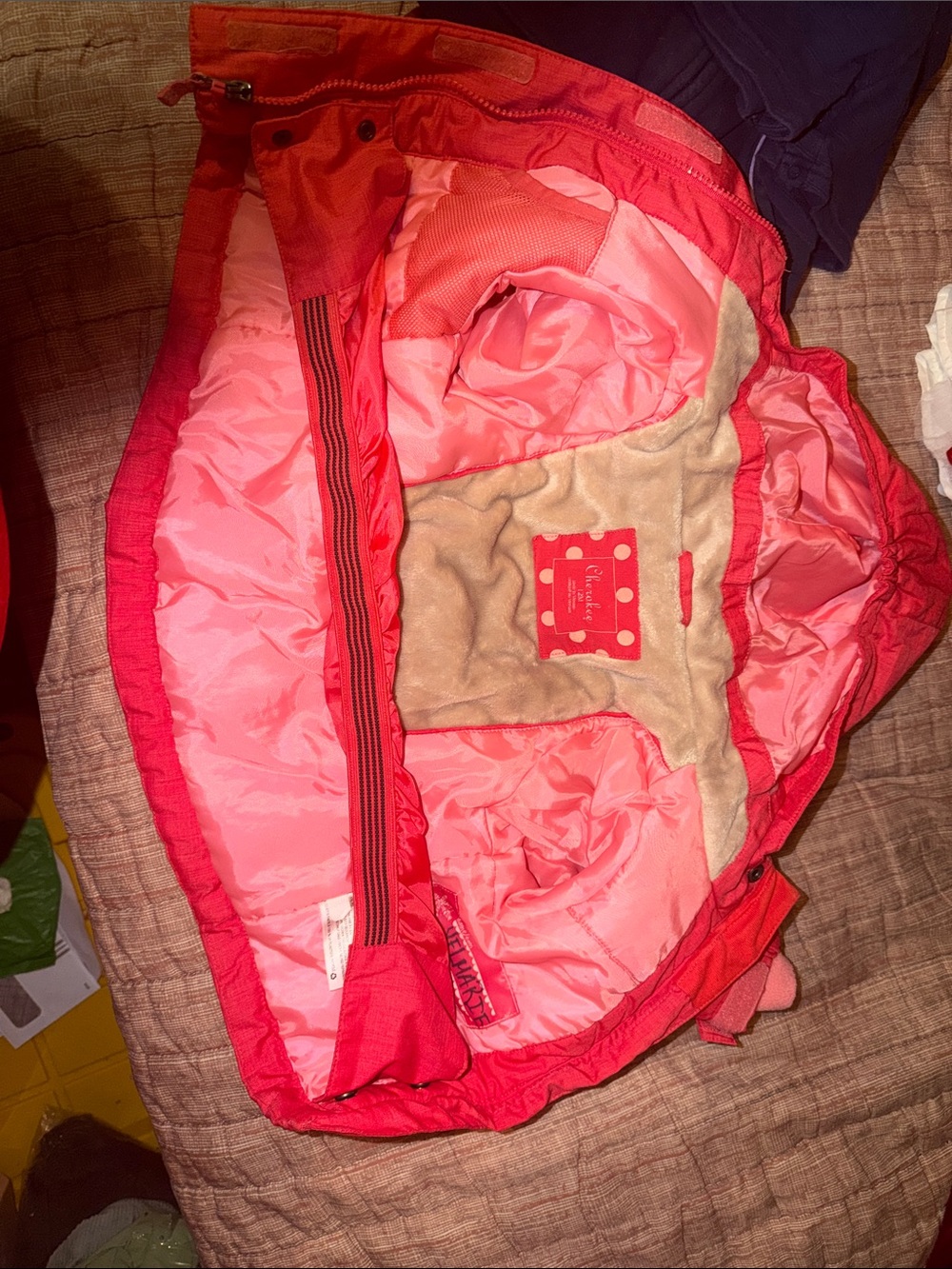 Cherokee Red Puffer Jacket with Pink Lining